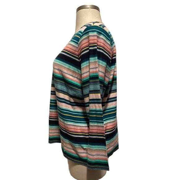 Talbots Woman 3X Petite 100% Cotton Multicolor Stripe Knit Top Casual Chic - Picture 3 of 6